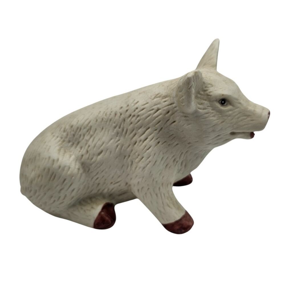 Vintage Bisque Porcelain Pig Piglet Figurine Signed GOT